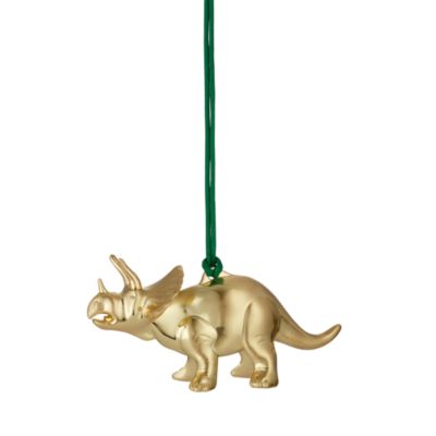 Christmas Triceratops Gold Tone Ornament