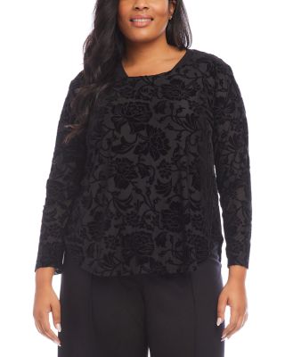 Karen Kane Plus Velvet Burnout Top