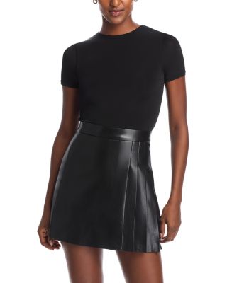 Alice and Olivia - Chara Faux Leather Short Sleeve Dress