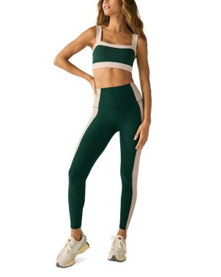 Beyond Yoga - Spacedye Horizon Colorblocked Sports Bra & Spacedye Vitality Colorblock High Waisted Midi Leggings