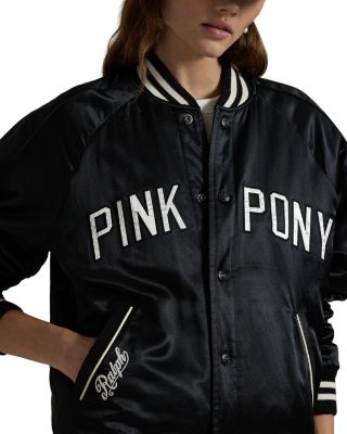 Unisex Satin Pink Pony Bomber Jacket