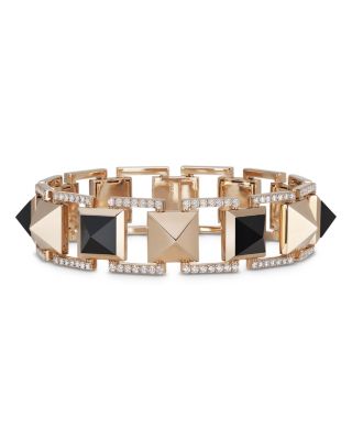 Roberto Coin 18K Rose Gold Obelisco Black Jade & Diamond Pyramid Link Bracelet