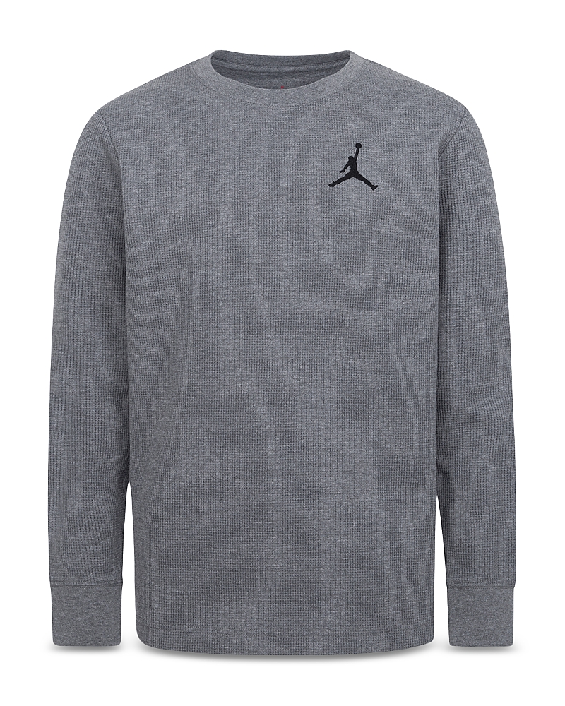 Jordan Boys' Long Sleeved Waffled Knit Tee - Big Kid In Carbon Heather