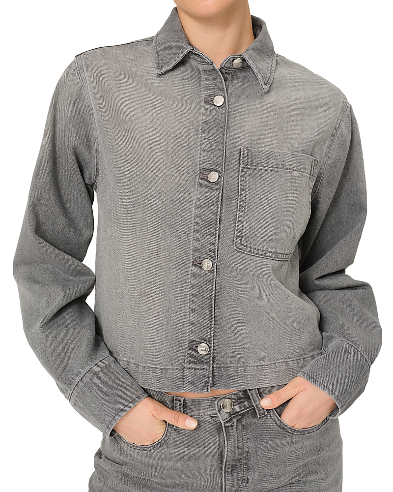 Dl1961 Montauk Crop Denim Button-up Shirt In Granite
