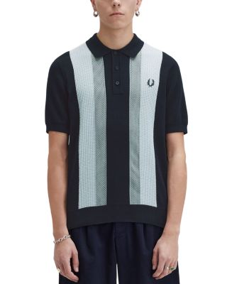 Fred Perry - Cotton Textured Knit Stripe Panel Regular Fit Polo Shirt