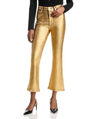 FRAME - Cropped Mini Bootcut Jeans in Gold Chrome