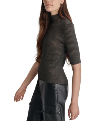 Mock Neck Ribbed Sweater