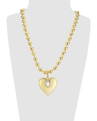 Aerosphere Cubic Zirconia Heart Beaded Pendant Necklace in Gold Tone, 18"-20" - Exclusive  