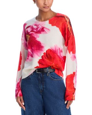 C by Bloomingdale's Cashmere - Floral Print Crewneck Sweater - Exclusive