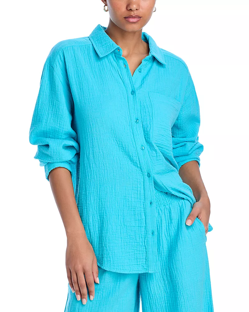 Echo Gauze Boyfriend Shirt Swim Cover-Up