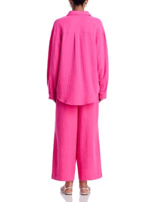 Gauze Boyfriend Shirt Swim Cover-Up