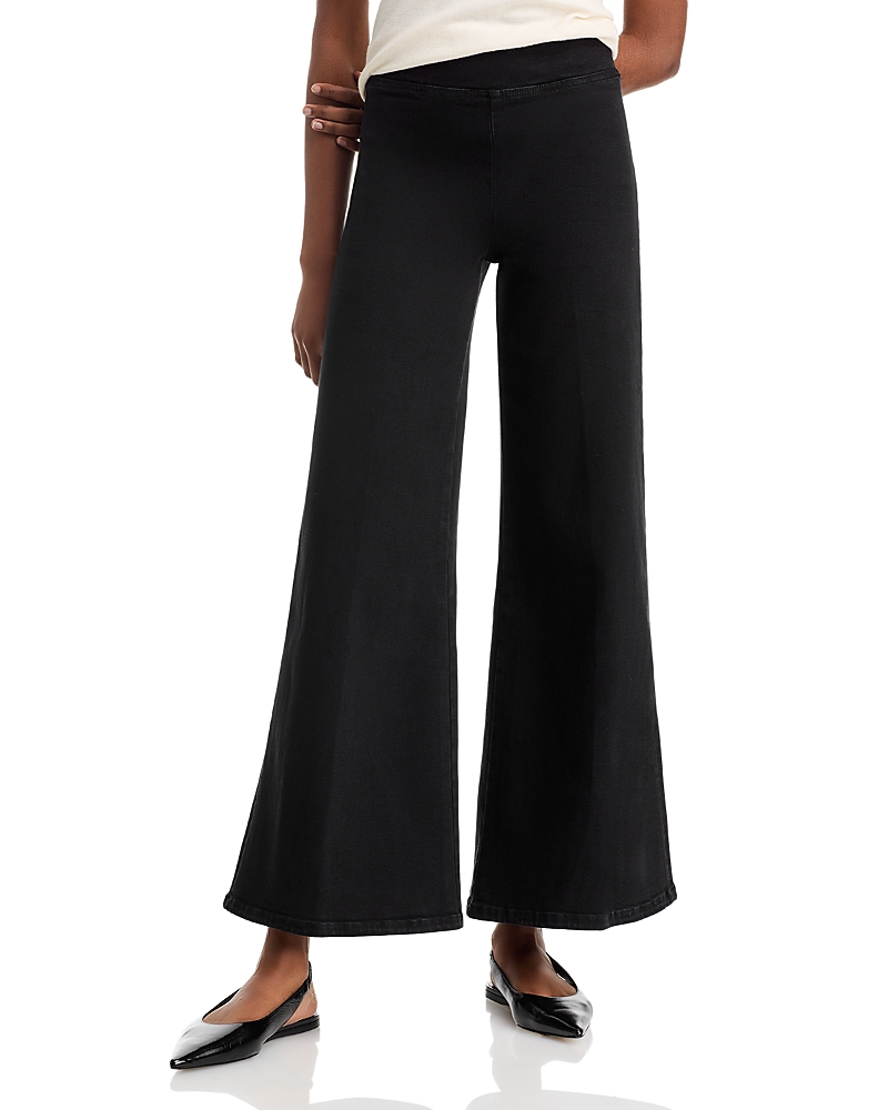 FRAME JET SET HIGH RISE WIDE LEG JEANS IN SHEEN NOIR