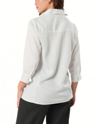 Women's No-Gap 3/4 Sleeve Maternity & Nursing Button Down Shirt in with Bra Concealing Design in TENCEL (Regular & Petite)