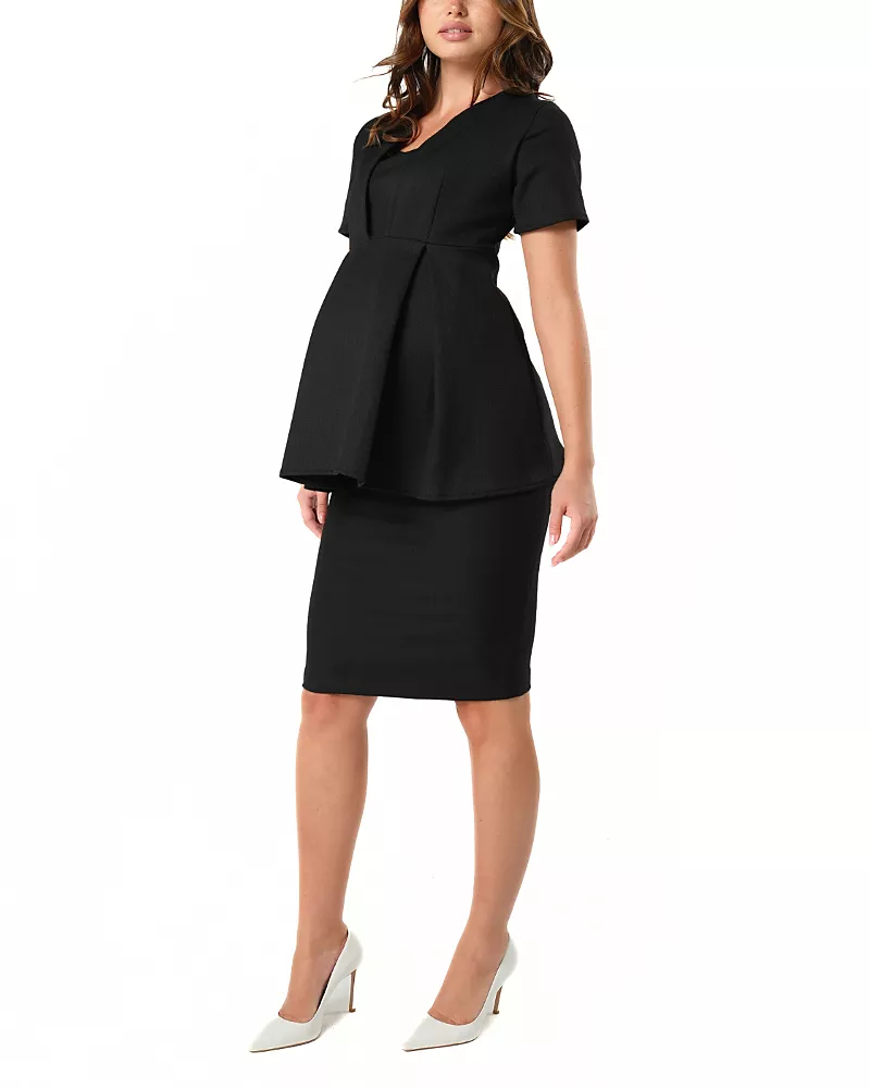 Marion Women's Knee Length Maternity Pencil Skirt with Stretch Bump Panel in Italian Suiting Fabric