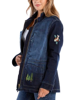 Happy Trees Embroidered Denim Jacket