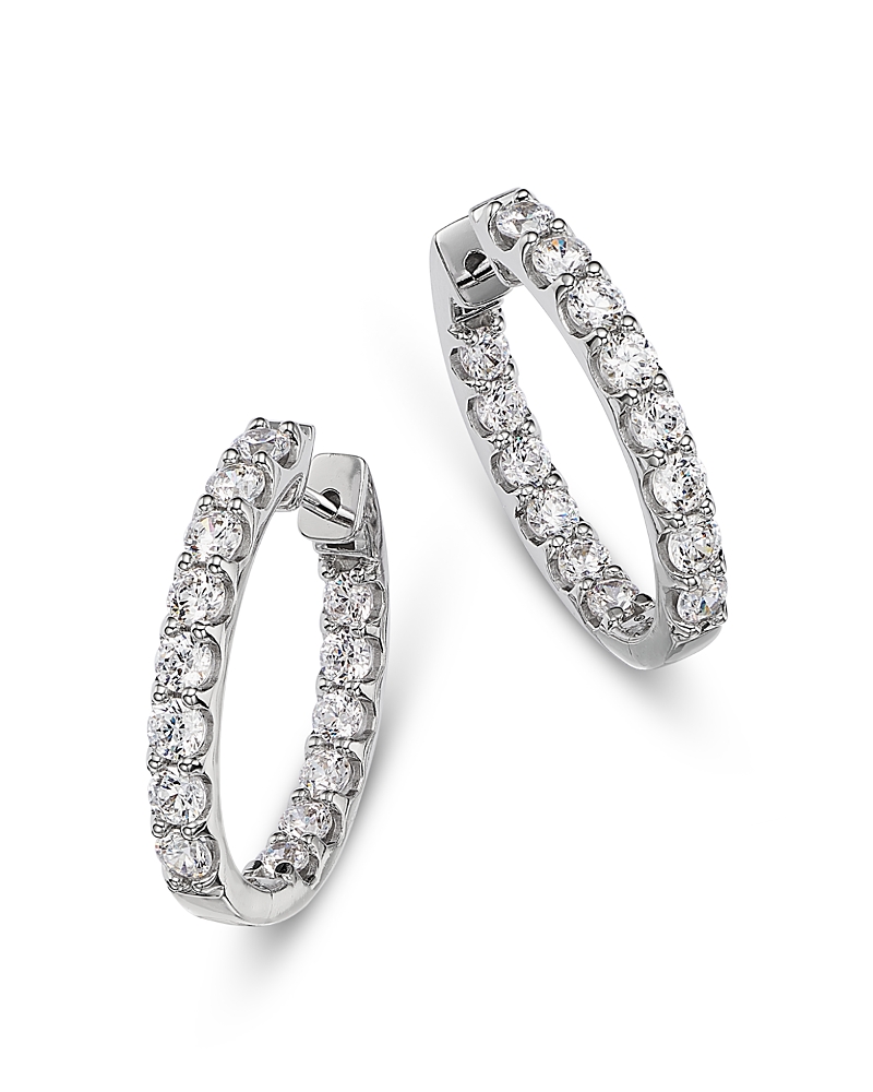 Bloomingdale's Fine Collection Diamond Inside Out Oval Hoop Earrings In 14k White Gold, 3 Ct. T. W. In White