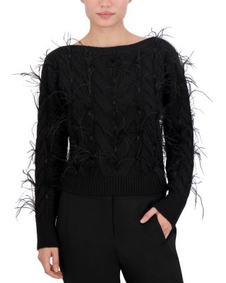 Bcbgmaxazria Feathered Cable Knit Sweater