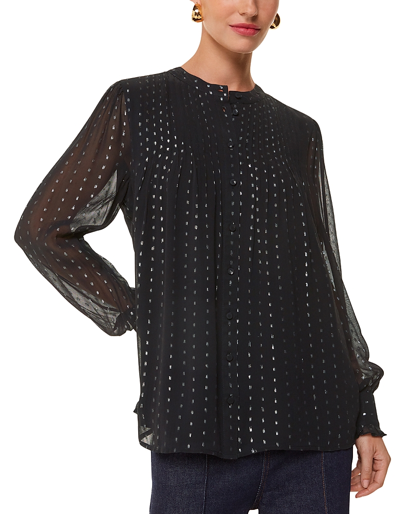 Whistles Petites Metallic Stripe Shirt