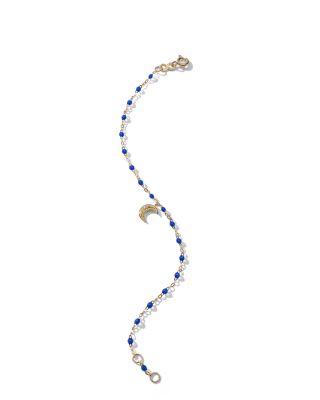 18K Yellow Gold Pirate Diamond &amp; Lapis Petite Moon Bracelet