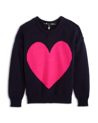 AQUA - Girls' Crewneck Heart Sweater, Little Kid, Big Kid - Exclusive