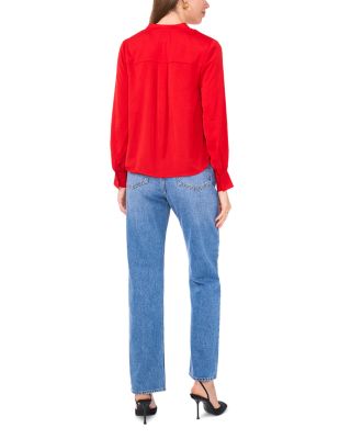 V Neck Button Up Blouse