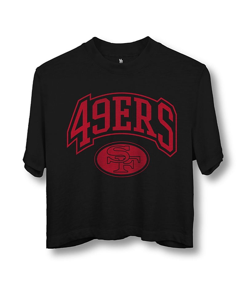 Junk Food Clothing Women's Nfl San Francisco 49ers Blitz Mock Neck Crop Tee