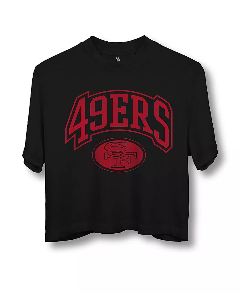 Junk Food Clothing Women's Nfl San Francisco 49ers Blitz Mock Neck Crop Tee