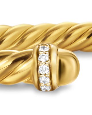 Cablespira Flex&reg; Bracelet in 18K Yellow Gold with Gold Domes and Diamonds, 4mm