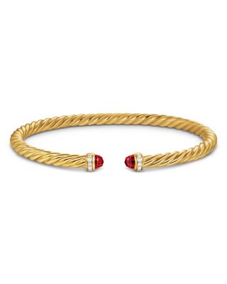 Cablespira Flex&reg; Bracelet in 18K Yellow Gold with Rhodolite Garnet and Diamonds, 4mm