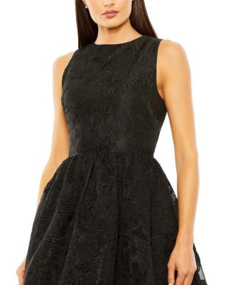  Sleeveless Full High Low Brocade Gown