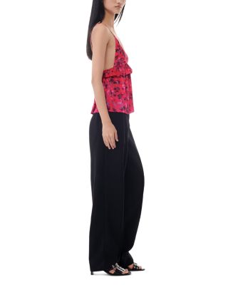 Black Drapey Melange Pleat Trousers