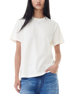 GANNI - White Basic Jersey Rhinestone Relaxed Tee