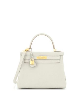 Pre-Owned HERMÈS - Kelly 28 Handbag Grey Clemence with Gold Hardware