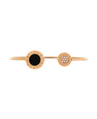 Pre-Owned Bvlgari - Bvlgari Bvlgari Cuff Bracelet 18K Rose Gold with Onyx and Diamonds