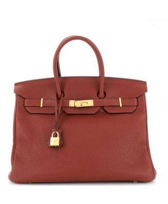 Pre-Owned HERMÈS - Birkin 35 Handbag Red Clemence with Gold Hardware