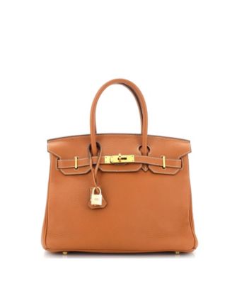 Pre-Owned Hermes Birkin 30 Handbag Brown Clemence with Gold Hardware