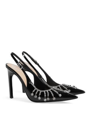 Women's Vernice Pointed Toe Crystal Chain Detail High Heel Slingback Pumps