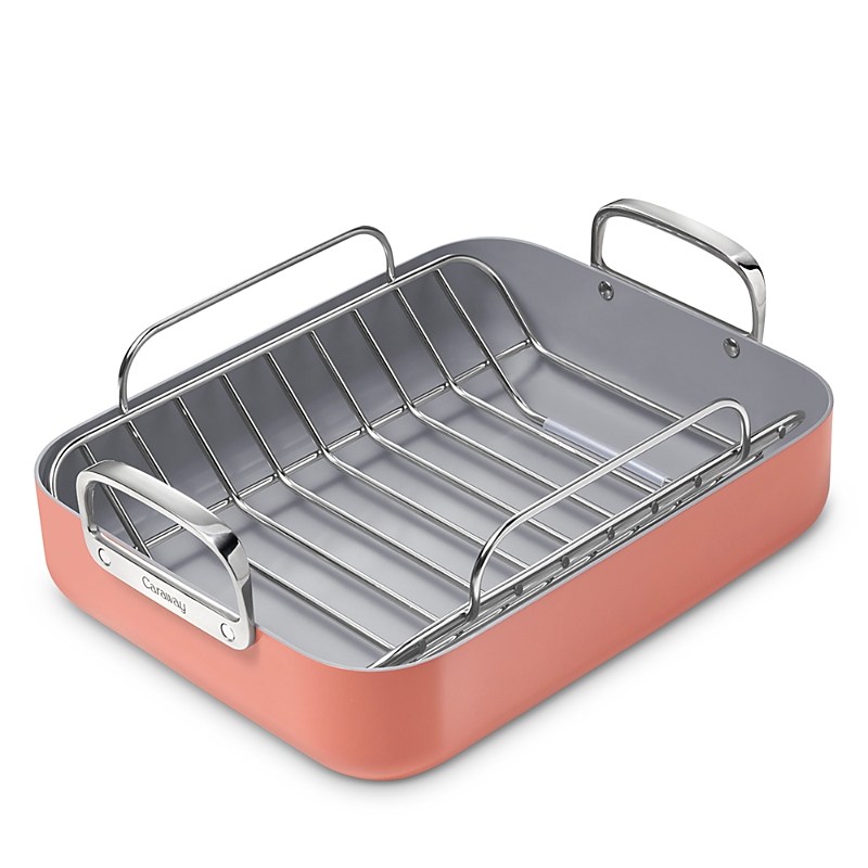 Caraway Non-stick Ceramic-coated 16.5" Roasting Pan With Rack In Perracotta