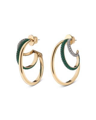 Raisa Pave Triple Row Hoop Earrings in Rhodium Plated 12K Gold Plated