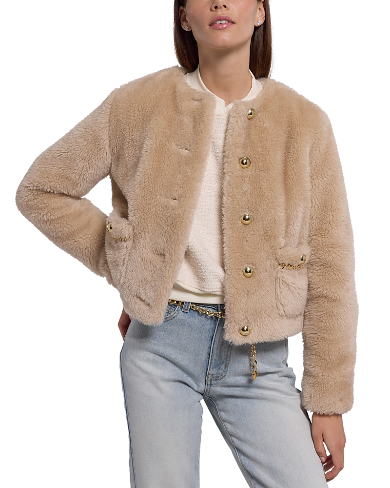 Generation Love Jen Faux Fur Jacket In Truffle