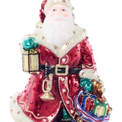 Bountiful Santa Glass Ornament
