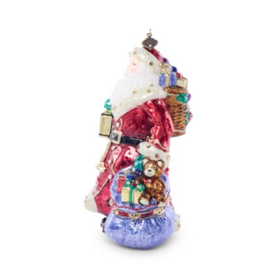 Bountiful Santa Glass Ornament
