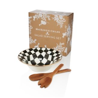 MacKenzie-Childs Courtly Check® Enamel Salad Serving Set | Bloomingdale's Home