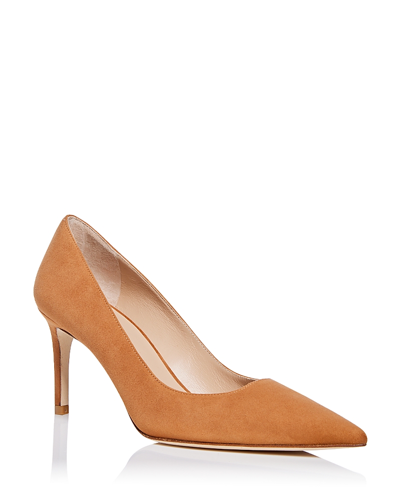 Stuart Weitzman Suede Stuart Power Pumps 85 In Brown