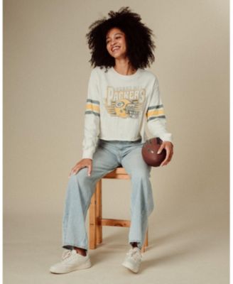  Women's NFL Green Bay Packers Kickoff Crop Crew Fleece Sweatshirt