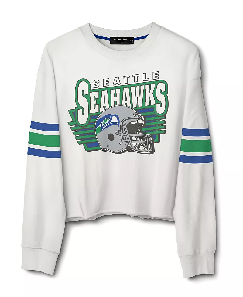 Junk Food Clothing Women's Nfl Seattle Seahawks Kickoff Crop Crew Fleece Sweatshirt