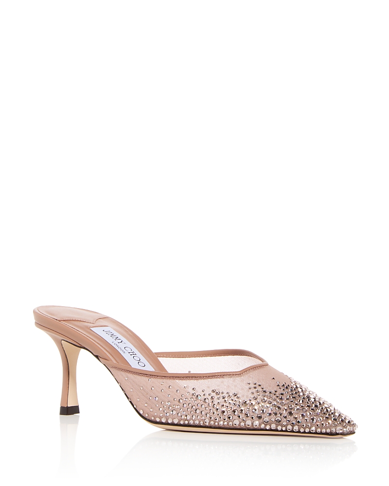 Jimmy Choo Embellished Leather Sandals With Pointed Toe In Brown