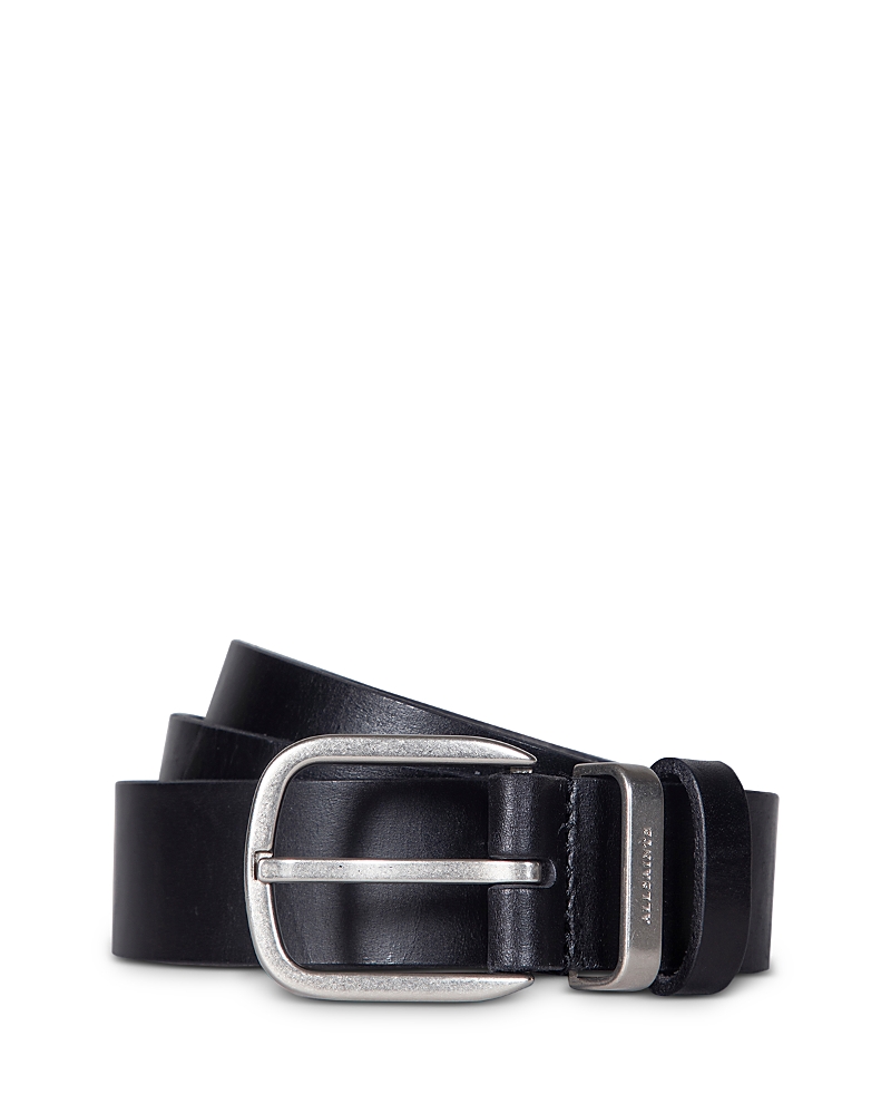 Shop Allsaints Men's Leather Belt In Black