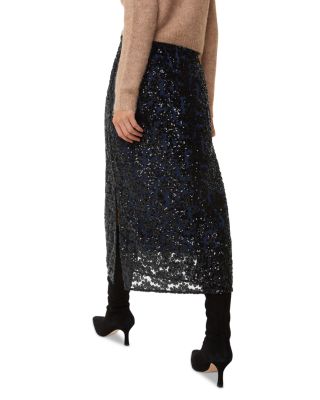 Floral Sequins Midi Skirt 