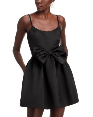 Aqua Satin Bow Mini Dress - Exclusive